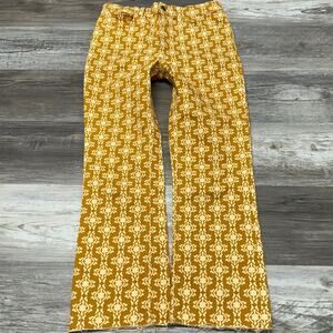 Zara The Dreed Burnt Orange‎ Womens 8 Moroccan AOP Raw Hem Cropped Flare Jeans
